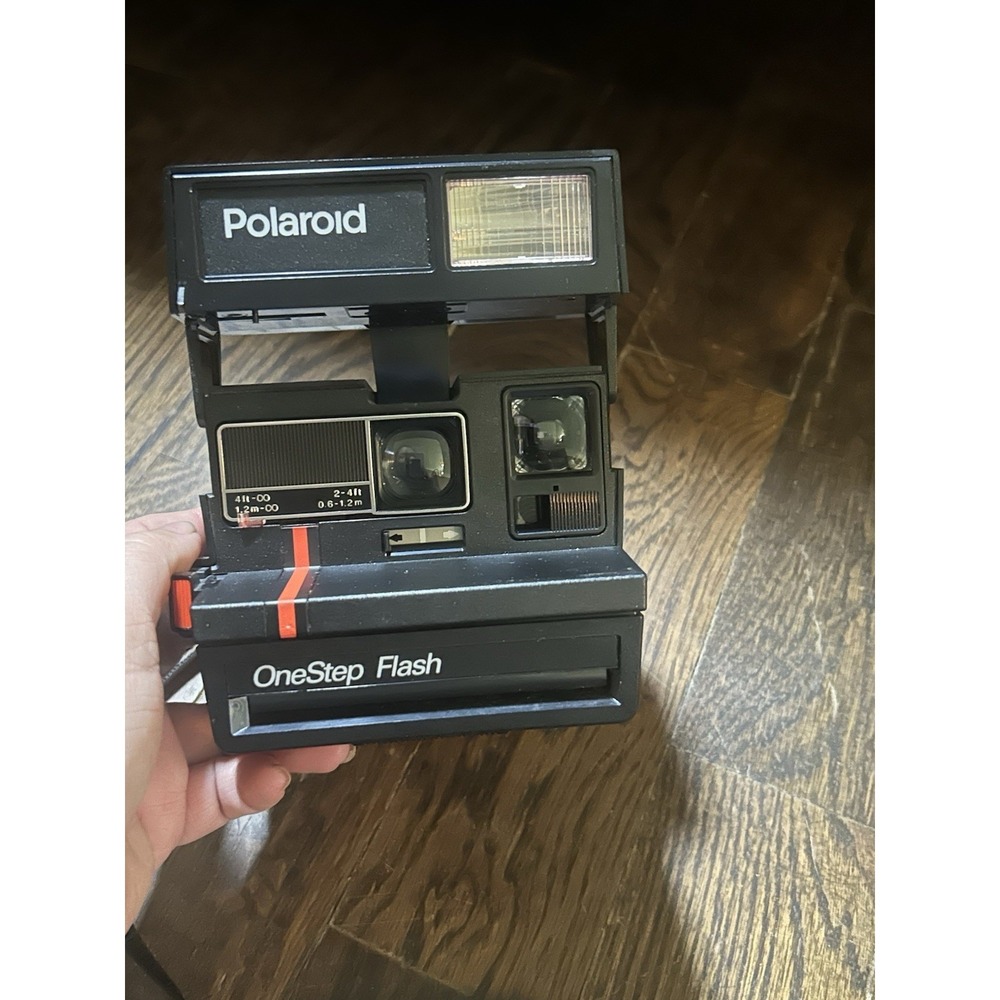 Vintage Polaroid One Step Flash Camera Untested W Neck Strap